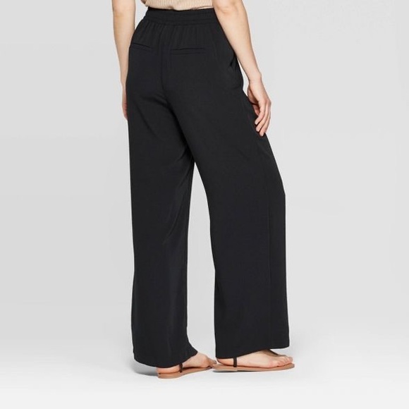 Women's Regular Fit Tie Waist Wide Leg Pants - Picture 2 of 3